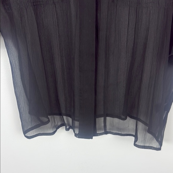 Bob Mackie 100% Silk Classic Black Sheer Blouse with Mandarin Collar Size Large - Picture 6 of 8